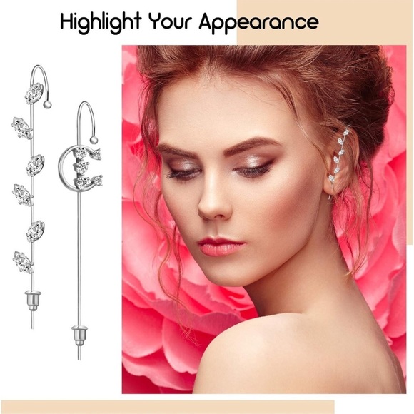 Gold and Silver Cuff Crawler Hook Earrings Set - Picture 10 of 16